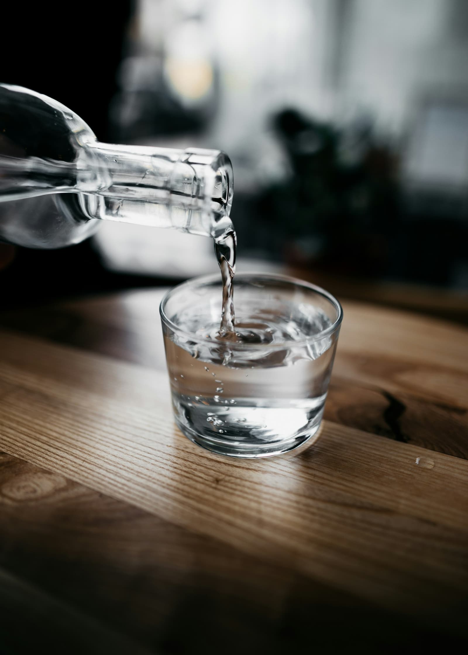 Filtered drinking water poured into a glass